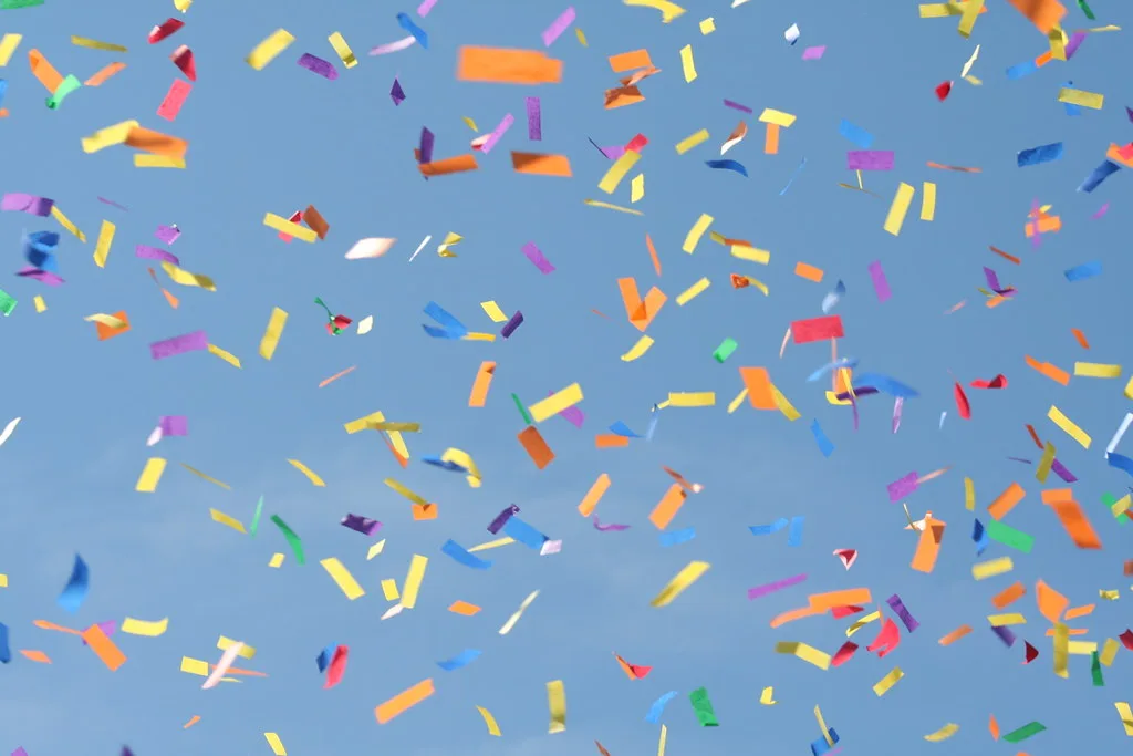 Festive confetti at a celebration